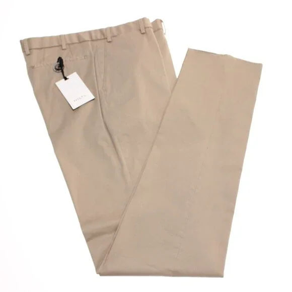 Hiltl NWT Dress Pants Size 34 US Contemporary Fit in Solid Beige Cotton Blend